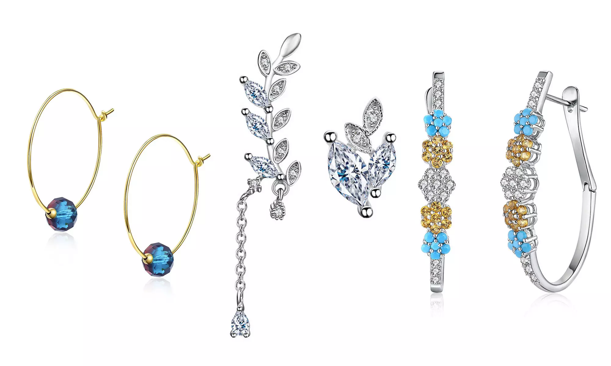 Boucles d'oreilles avec cristaux van Amstel, plusieurs modèles - Primary Image