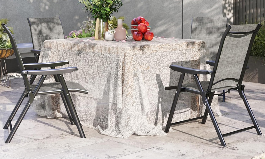 Image 12: Outsunny Set of 4 Folding Garden Chairs