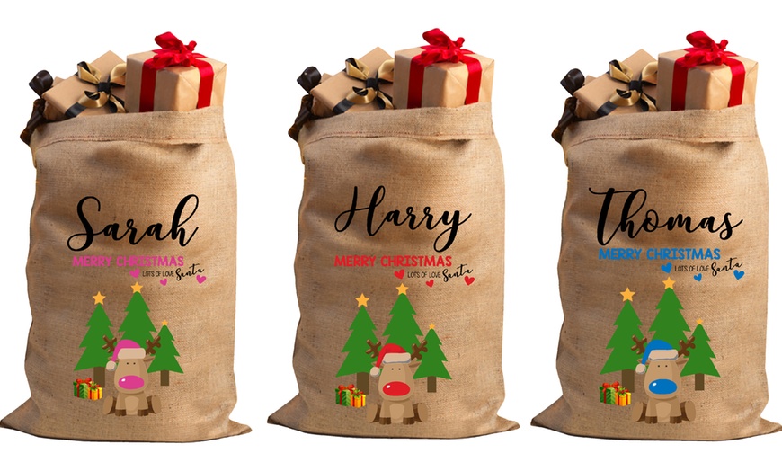 Image 4: Hessian Christmas Personalised Sack from Decomatters