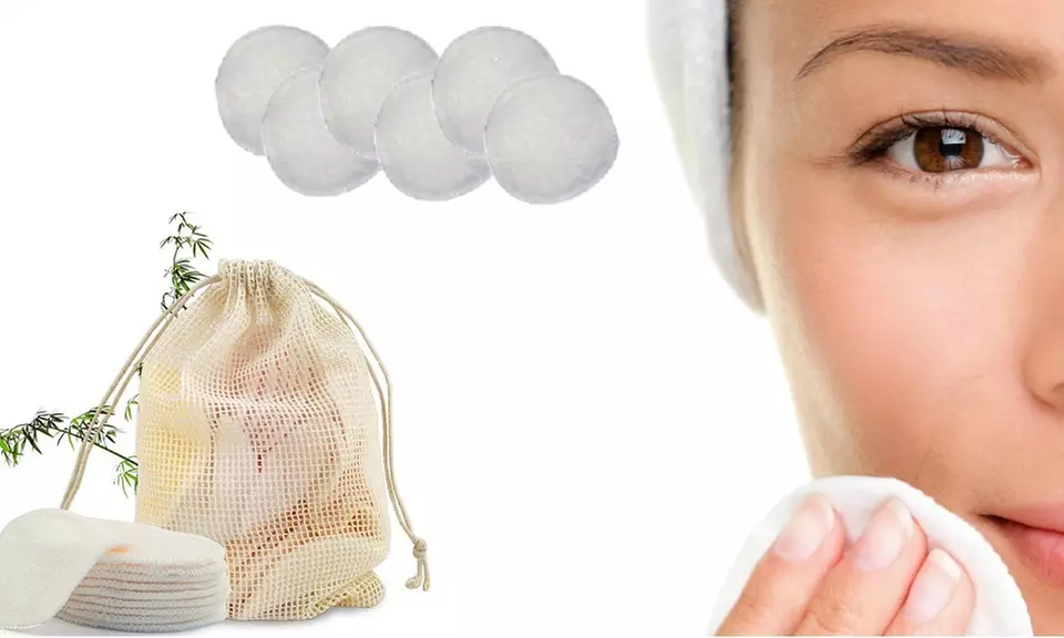 6, 12 o 24 dischetti struccanti in fibra di bambù e cotone, lavabili e riutilizzabili, spedizione gratuita - Primary Image