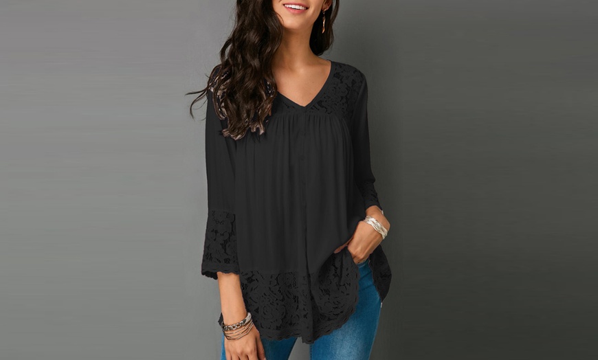 Lace 3/4 Sleeve Blouse | Groupon Goods