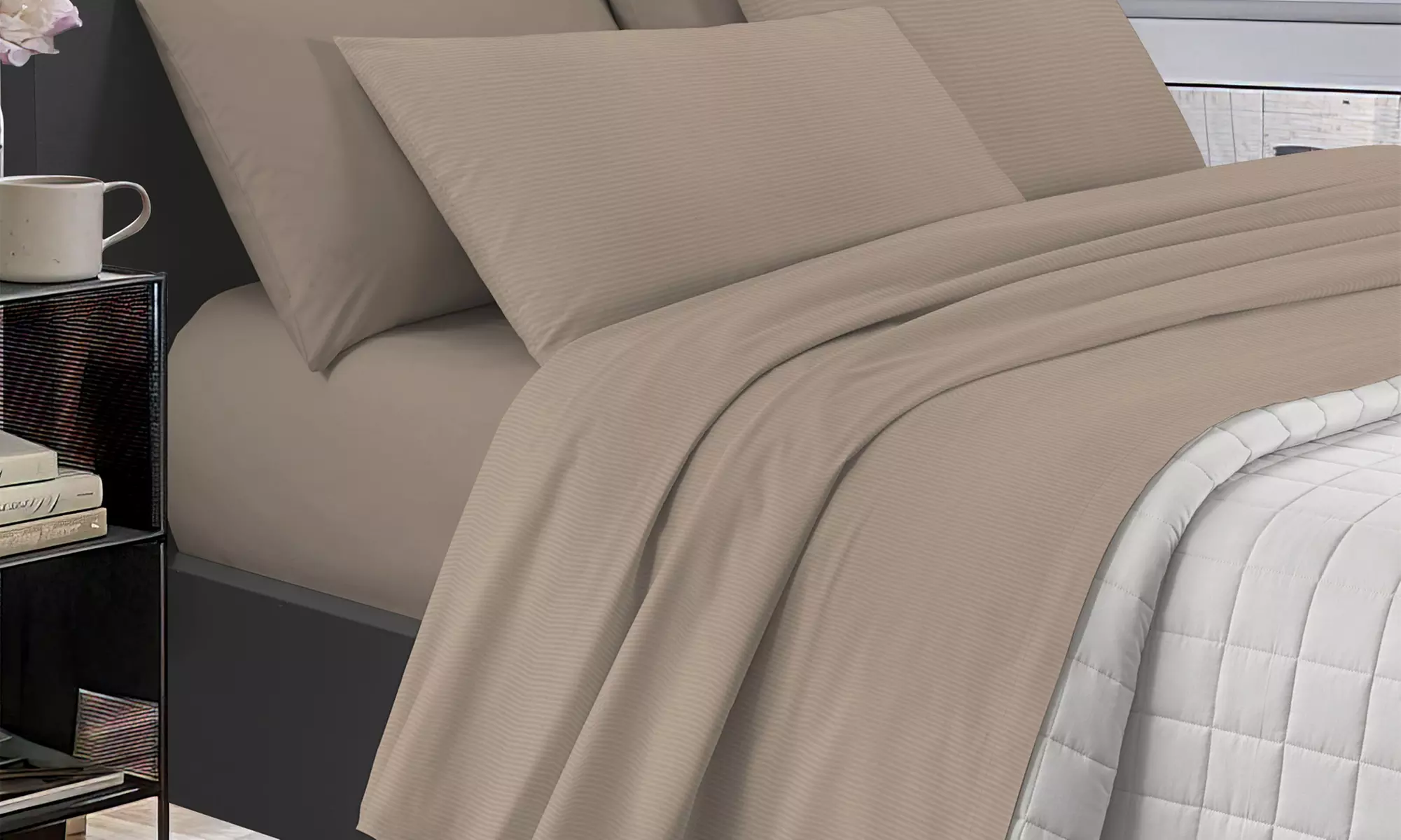 Completo letto matrimoniale in raso di cotone, disponibile in vari colori - Image 6