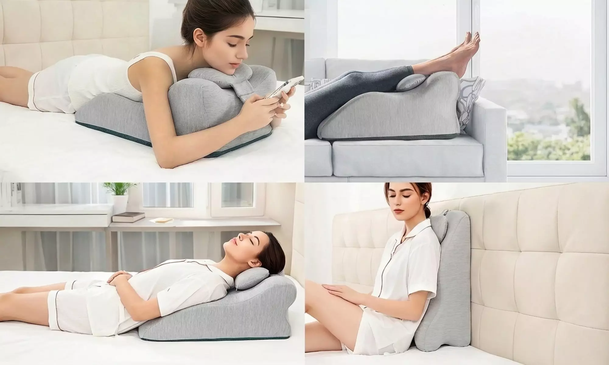 Cojín ergonómico de espuma viscoelástica con forma de cuña