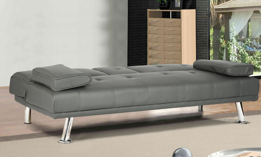 Image 30: Three Seater Sofa Bed with Cup Holders