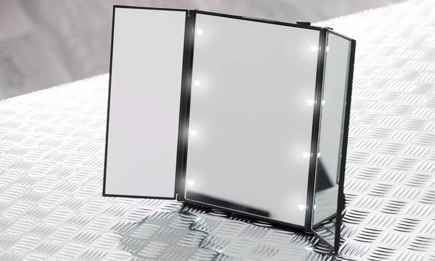 1 ou 2 miroirs de voyage portatifs 8 LED avec support - Primary Image