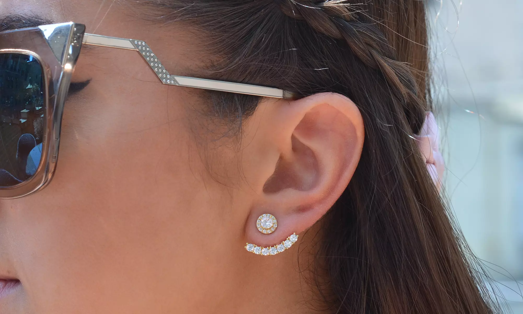 Cubic Zirconia Micro-Pavé Halo or Solitaire Hook Earrings in Sterling Silver - Primary Image