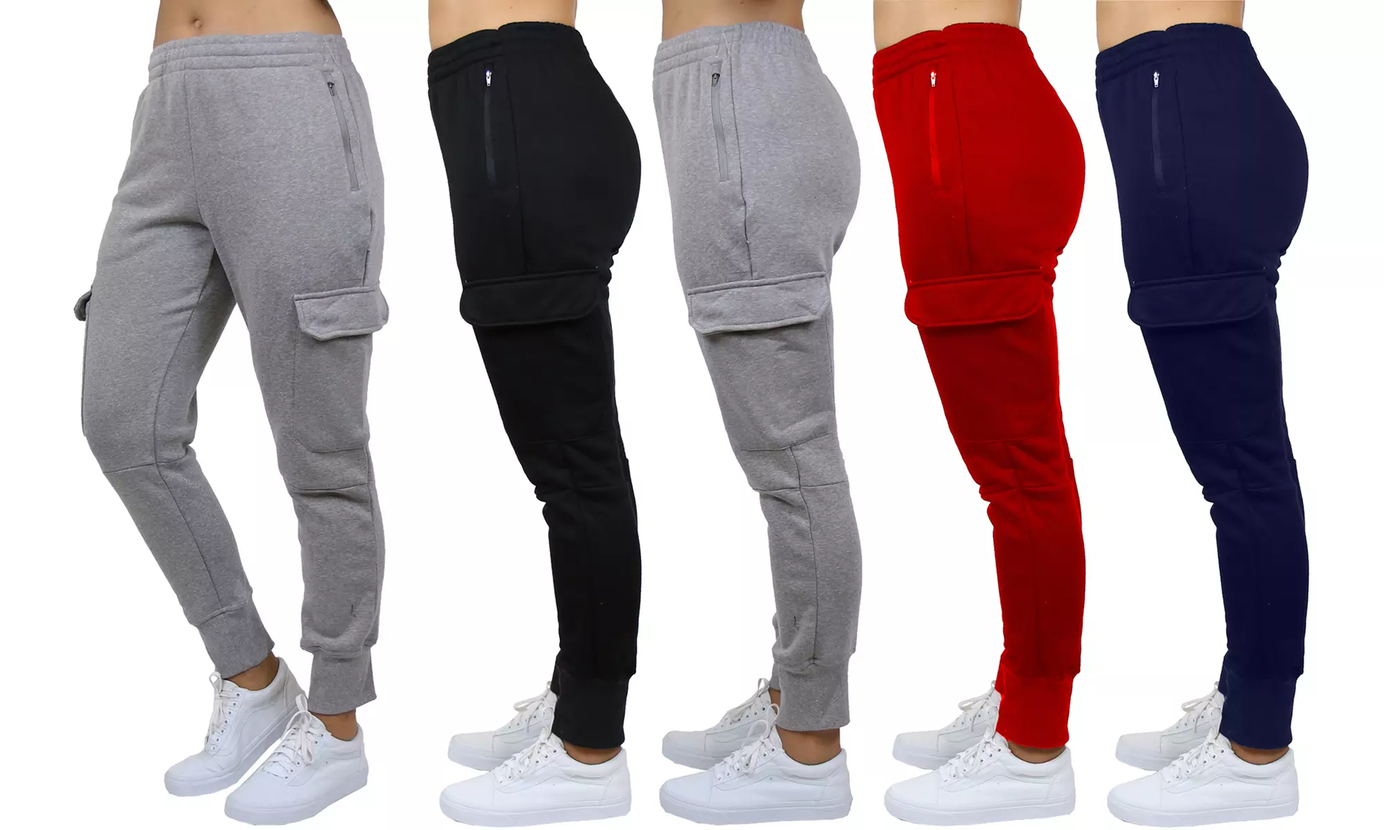 2-Pack Women's Fleece-Lined Loose-Fit Cargo Joggers - Primary Image
