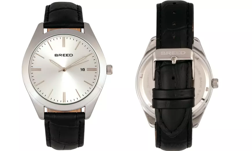Image 2: Horloges met datum en leren band