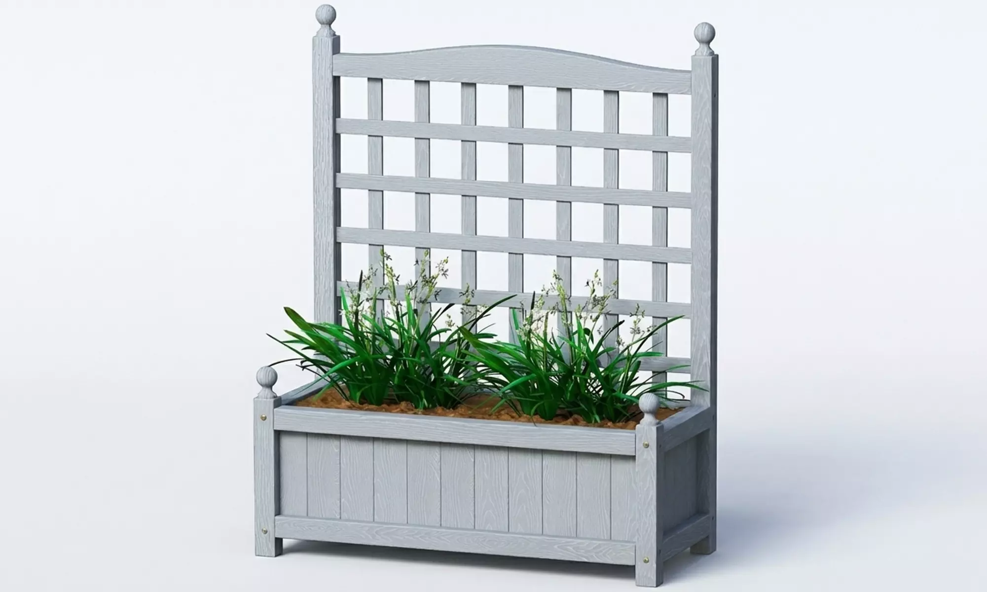 Outsunny Wooden Raised Garden Planter with Trellis