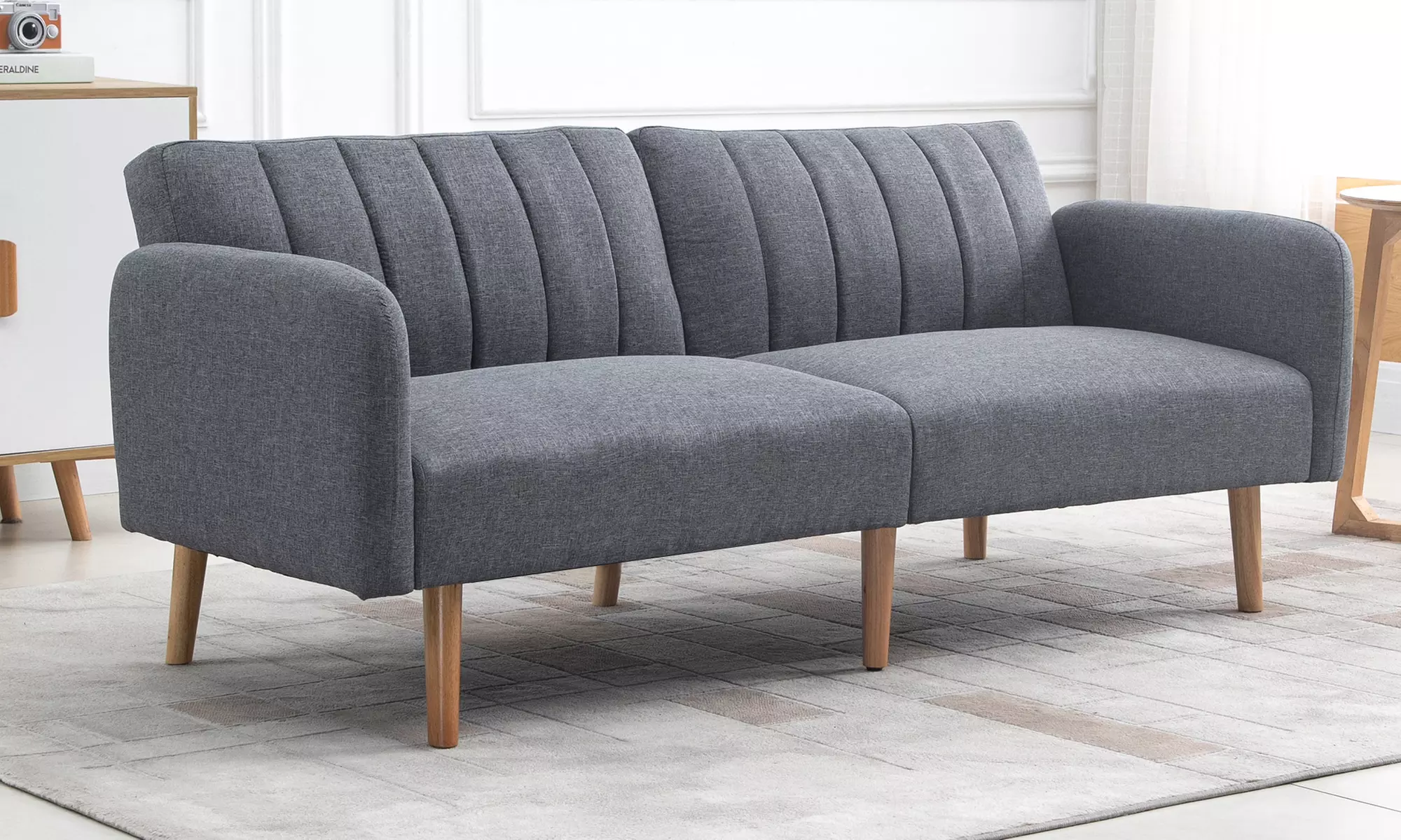 HomCom Two Seater Sofa Bed with Adjustable Backrest