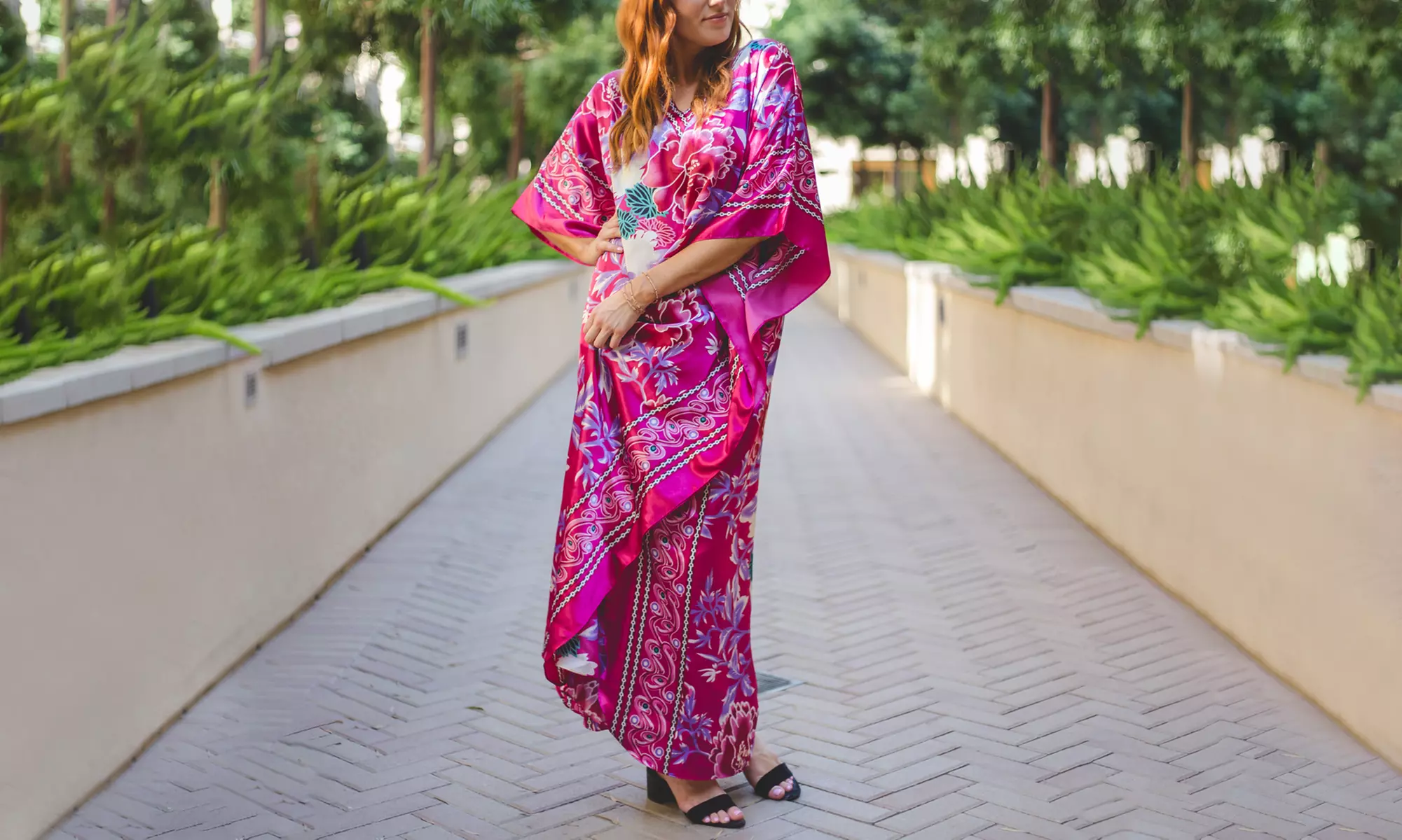 Womens Maxi Caftan Resort Vacation Dress - Primary Image
