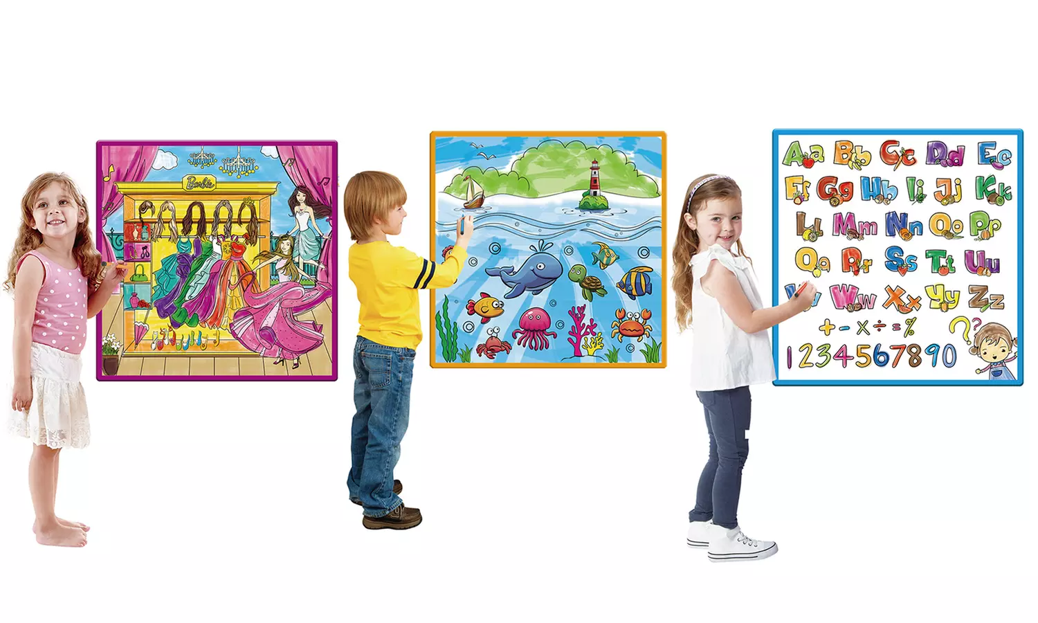 Kids Fantastic Washable Coloring Play Mat with 12 Washable Markers - Primary Image