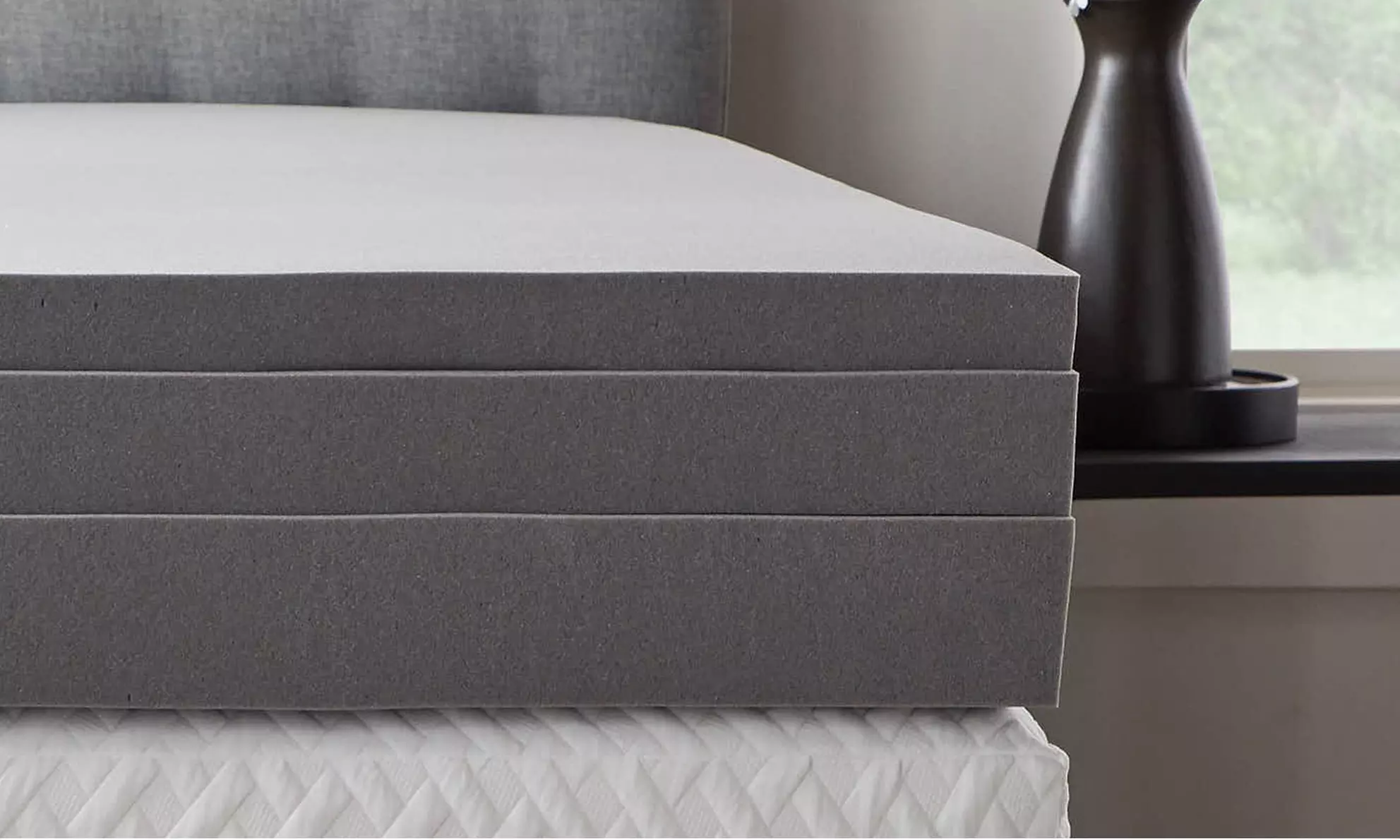 Lucid Comfort Collection Bamboo Charcoal Memory Foam Mattress Topper - Second Medium