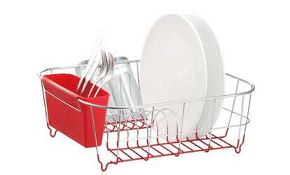 Stainless Steel and Two-Tier Bamboo Dish Racks