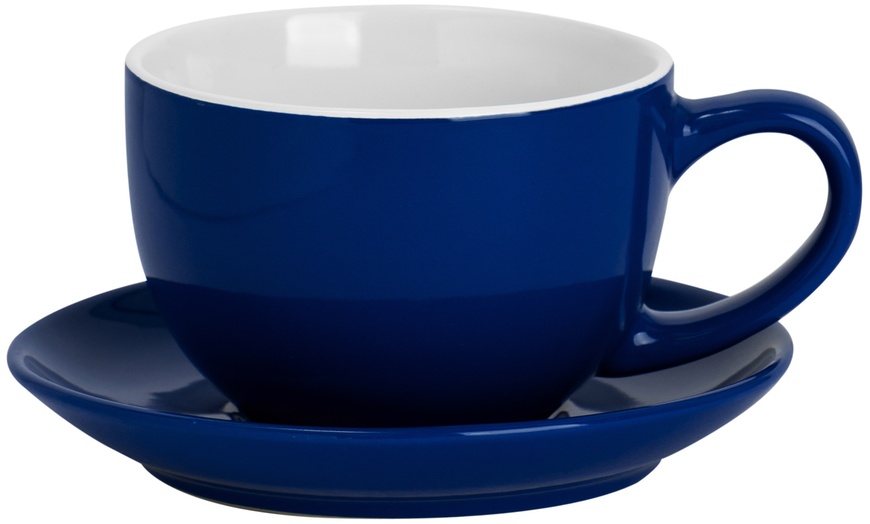 Image 2: Argon Tableware Coloured Cappuccino Cup and Saucer Set