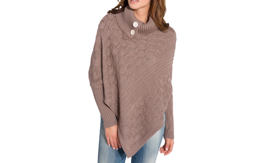 Image 2: Women's Roll-Neck Knitted Poncho