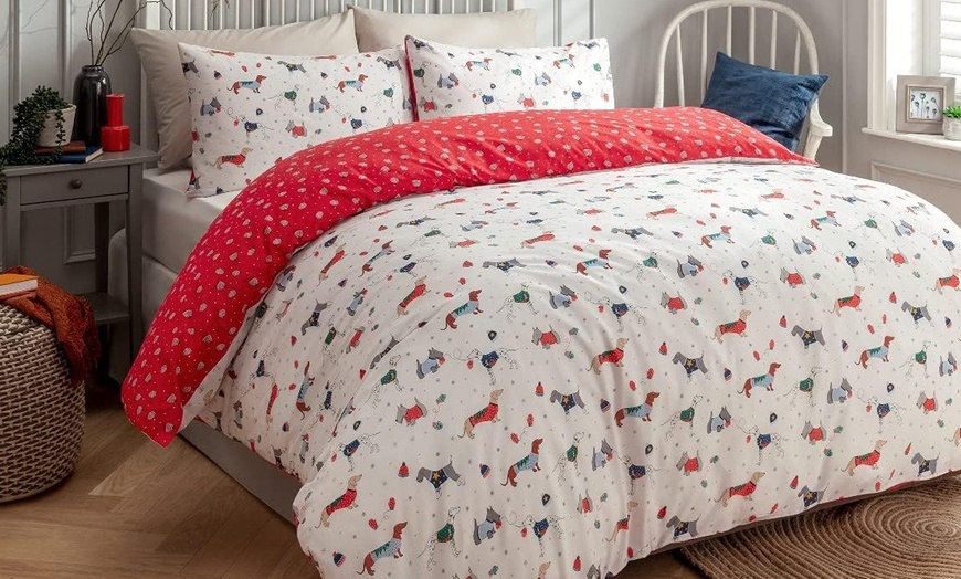 Image 6: Christmas Jumper Dog Puppies Reversible Duvet Set