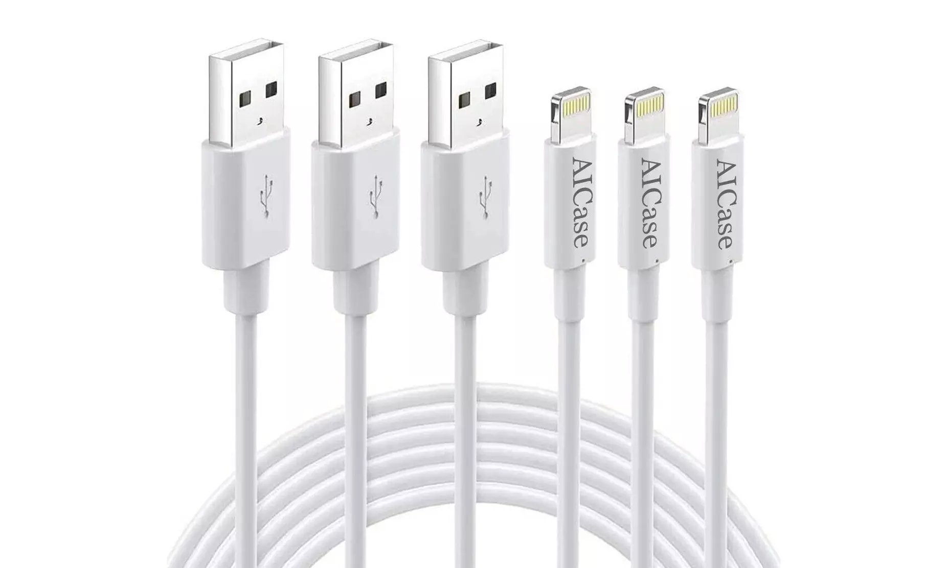 3-Packs AICase 10ft USB A To 8 Pin Cord Sync Data Cable For iPhone 14 13 12 11 X