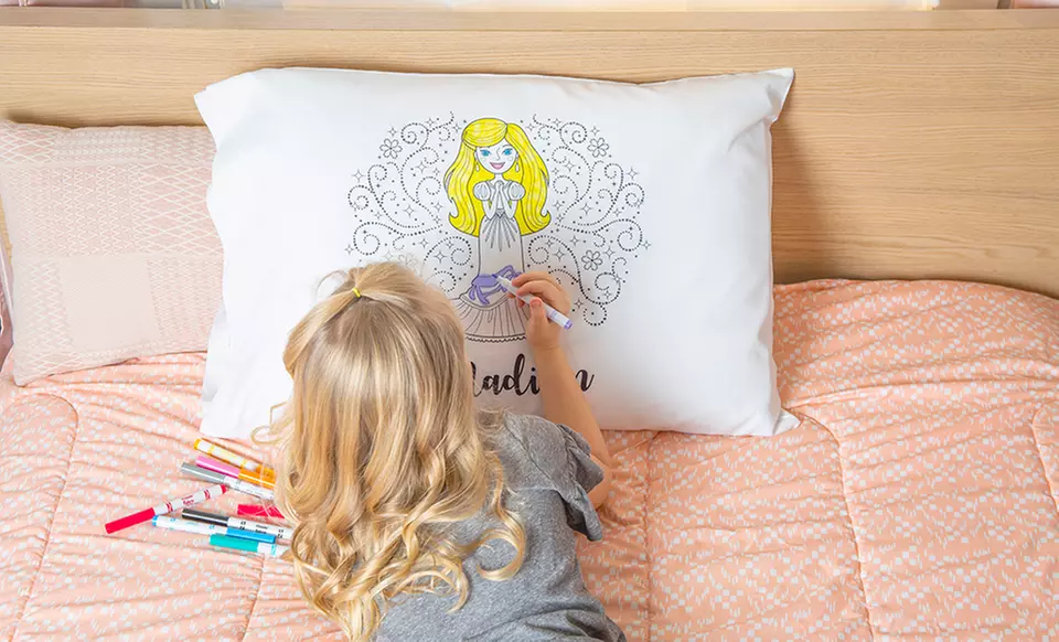 1, 2, 3, 5, or 10 Personalized Princess Coloring Pillowcases from Qualtry (Up to 85% Off) - Second Medium