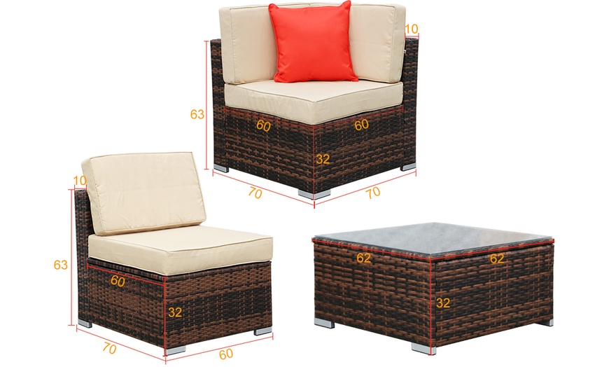 Image 13: Six-Seat Rattan-Effect Sofa with Table and Optional Cover