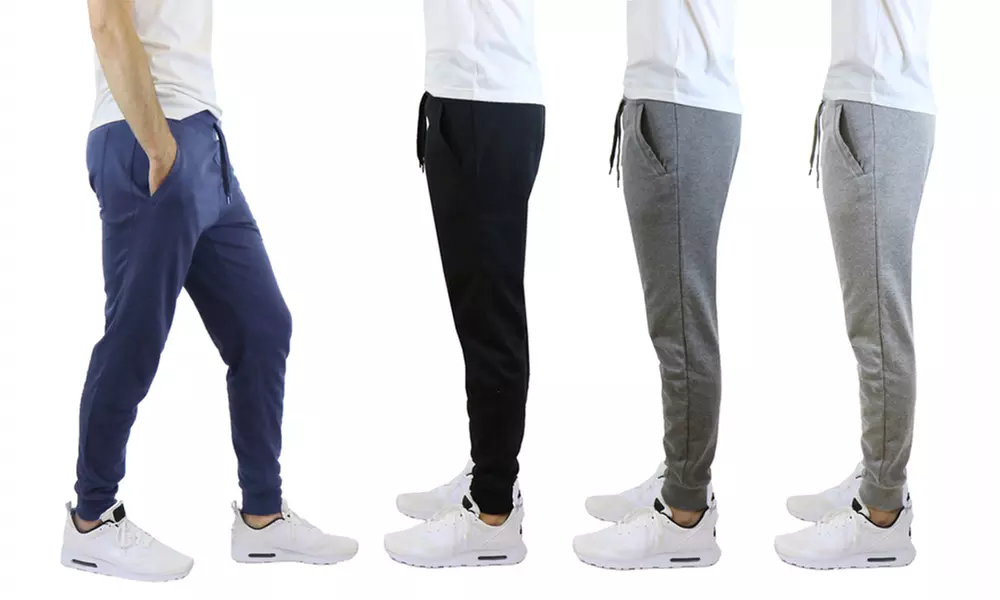 Men's Fleece Cotton-Blend Jogger Sweatpants with Zipper Pockets (2-Pack) - Primary Image