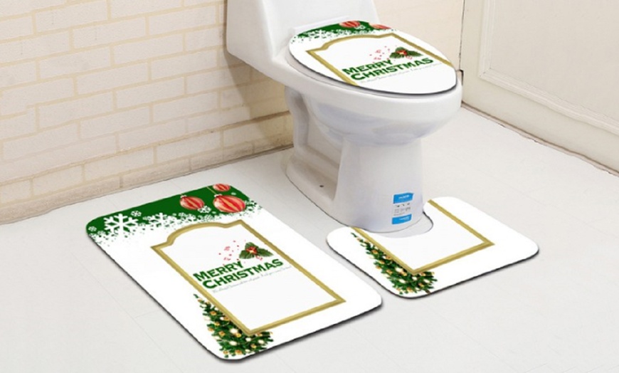 Image 11: 3-Piece Bathroom Toilet Cover Set