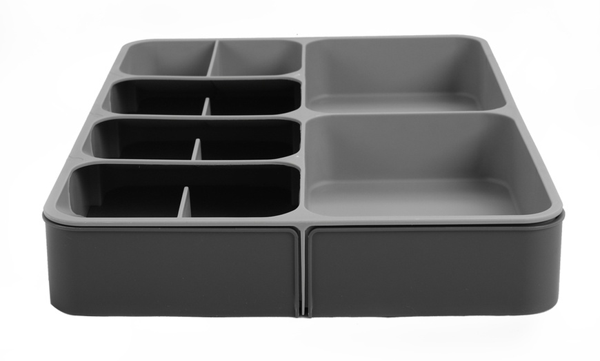 Image 2: 12-Compartment Expandable Cutlery Drawer Tray Organizer