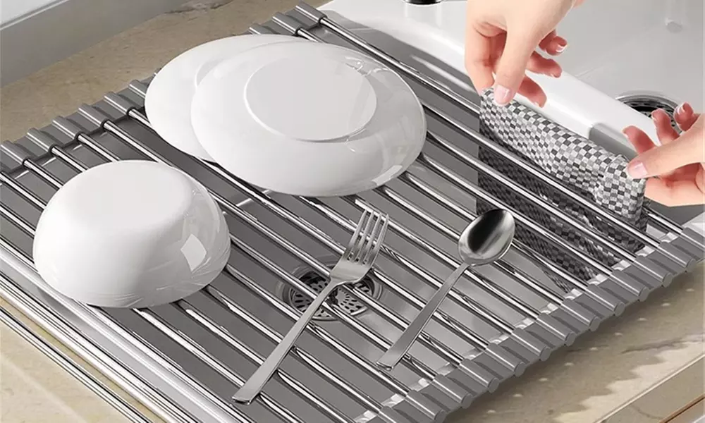 One or Two Expandable Roll Up Dish Drying Rack - Primary Image