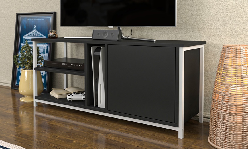 Image 17: Neola Media Television Stand with Open Shelves and Cabinet