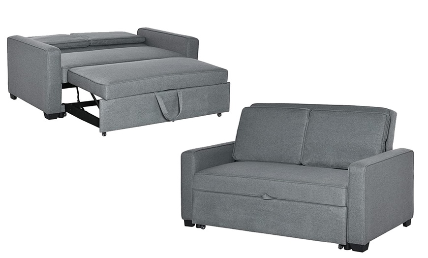 Image 1: HomCom Modern Two-Seater Sofa Bed