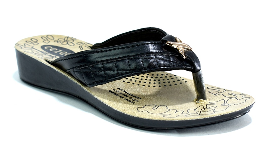 Image 11: Women's Low Wedge Flip Flops