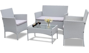 Four-Piece Rattan-Effect Grey Garden Furniture Set