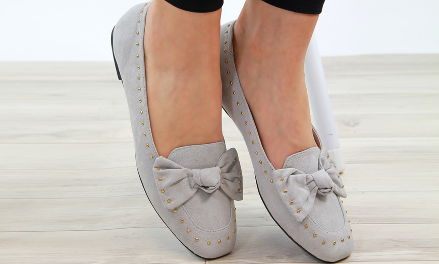 Image 4: Women's Studded Bow Loafers