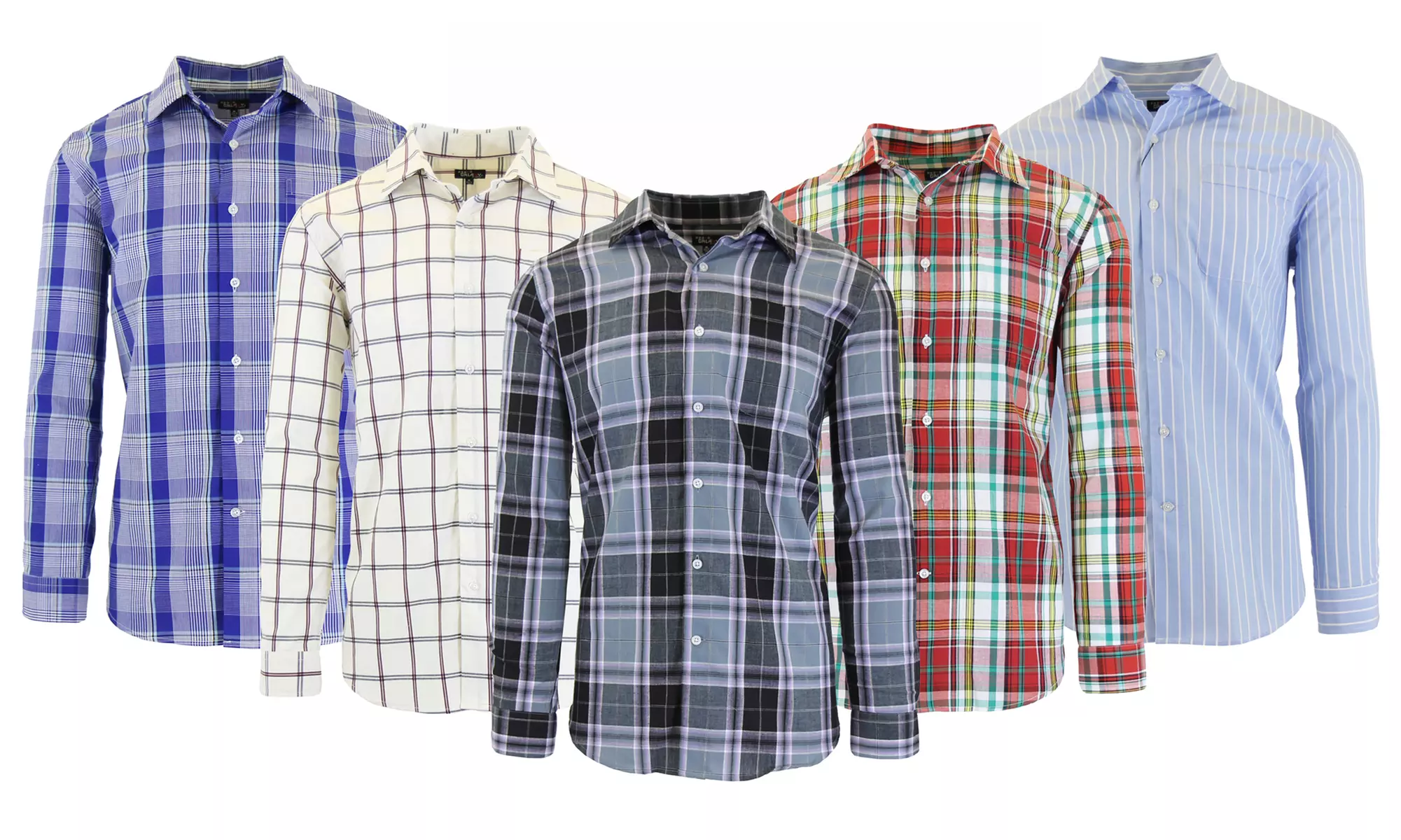 Galaxy by Harvic Men's Slim-Fit Plaid Dress Shirt with Chest Pocket (S-2XL) - Primary Image