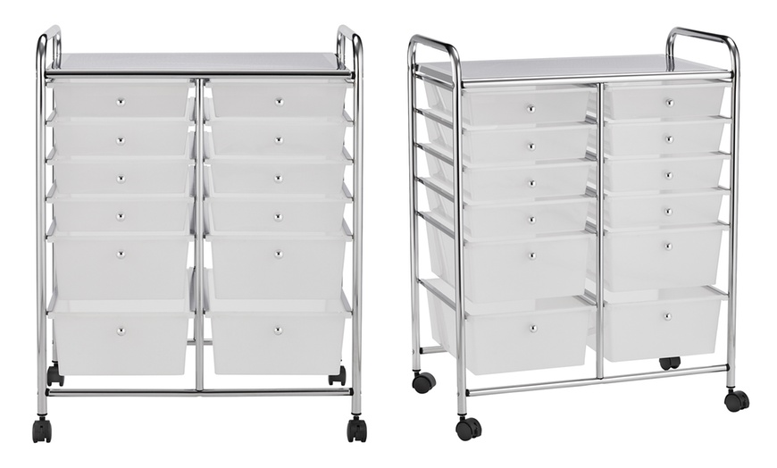 Image 3: 12-Drawer Mobile Storage Trolley