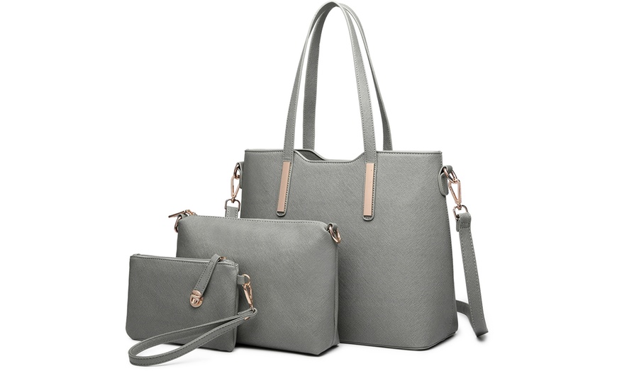 Image 12: Three-in-One PU Leather Shoulder Bag Set