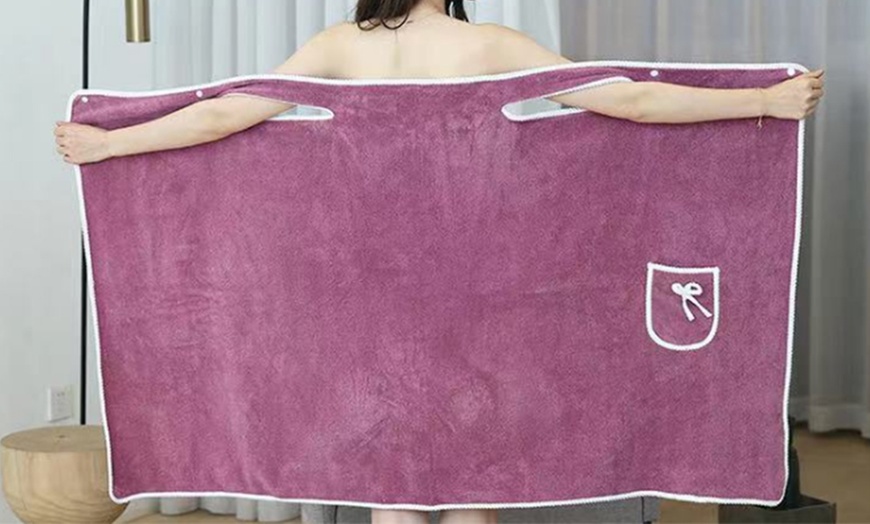 Image 12: Wrap Dress Bath Towel for Women