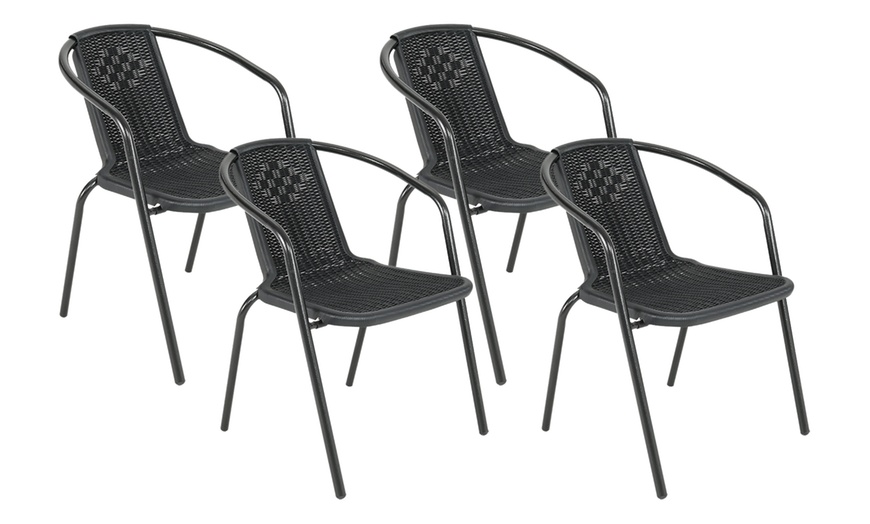 Image 5: Outdoor PE Rattan-Effect Stackable Chairs Set