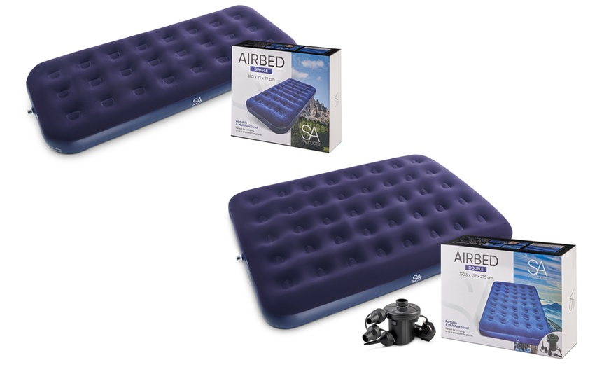 Image 2: Single or Double Flocked Airbed with Optional Electric Air Pump