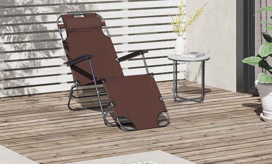 Image 7: Outsunny Two-in-One Foldable Lounger