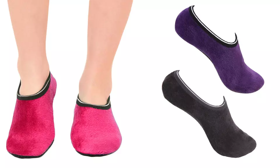 One, Two or Three Pairs of Women's Stretch Velvet Cosy Slippers - Primary Image