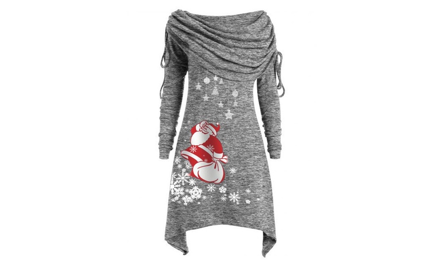 Image 5: Christmas Santa Ruched Tunic Tops