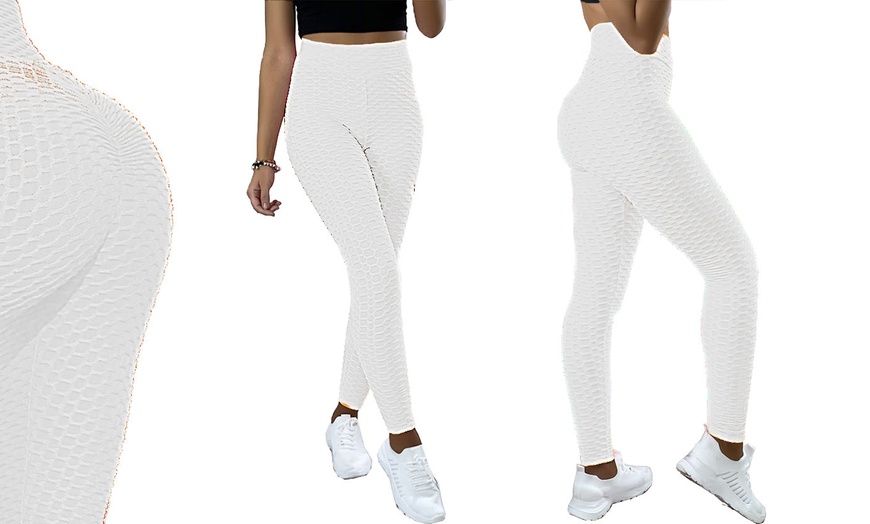 Image 13: Honeycomb Textured High Waist Leggings