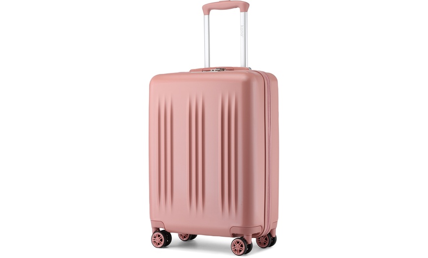 Image 21: Five-Piece Striped Expandable ABS+PC 20", 24'' and 28'' Suitcase 