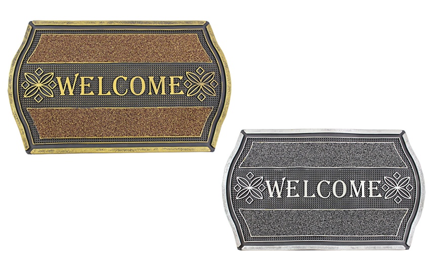 Image 2: Welcome Slogan Metallic Doormat