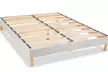 Sommier Capitole technologie tri-lattes actives en tissu gris clair, structure en bois, robuste et confortable - Second Medium