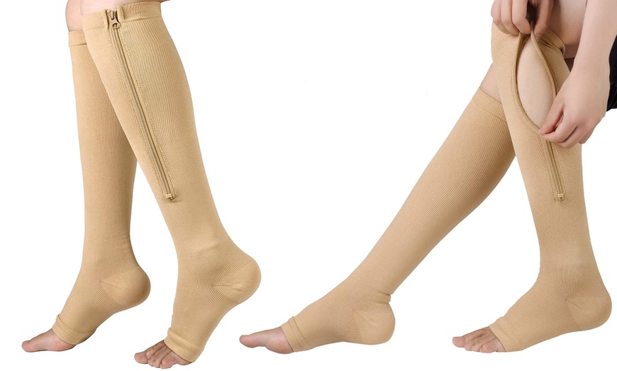 Image 3: One or Two Pairs of Open-Toe Compression Socks