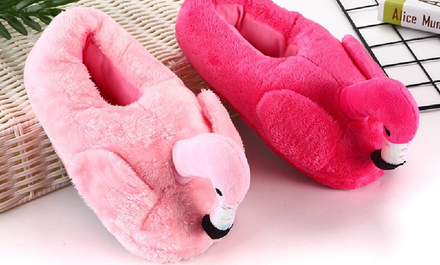 Image 3: Flamingo Plush Slippers