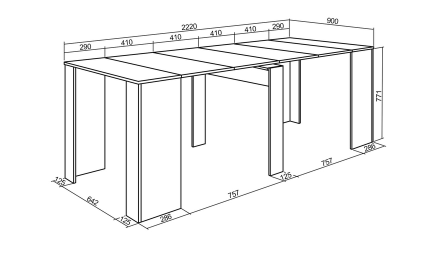 Image 38: Uitschuifbare tafel voor maximaal 10 of 12 personen