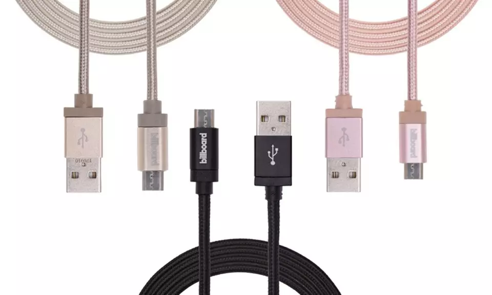 Billboard Nylon Braided Micro-USB Sync and Charge Cables for Android Devices (3- or 6-Ft.) - Primary Image